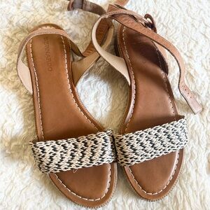 Bernardo Woven Tan and Cream Sandals